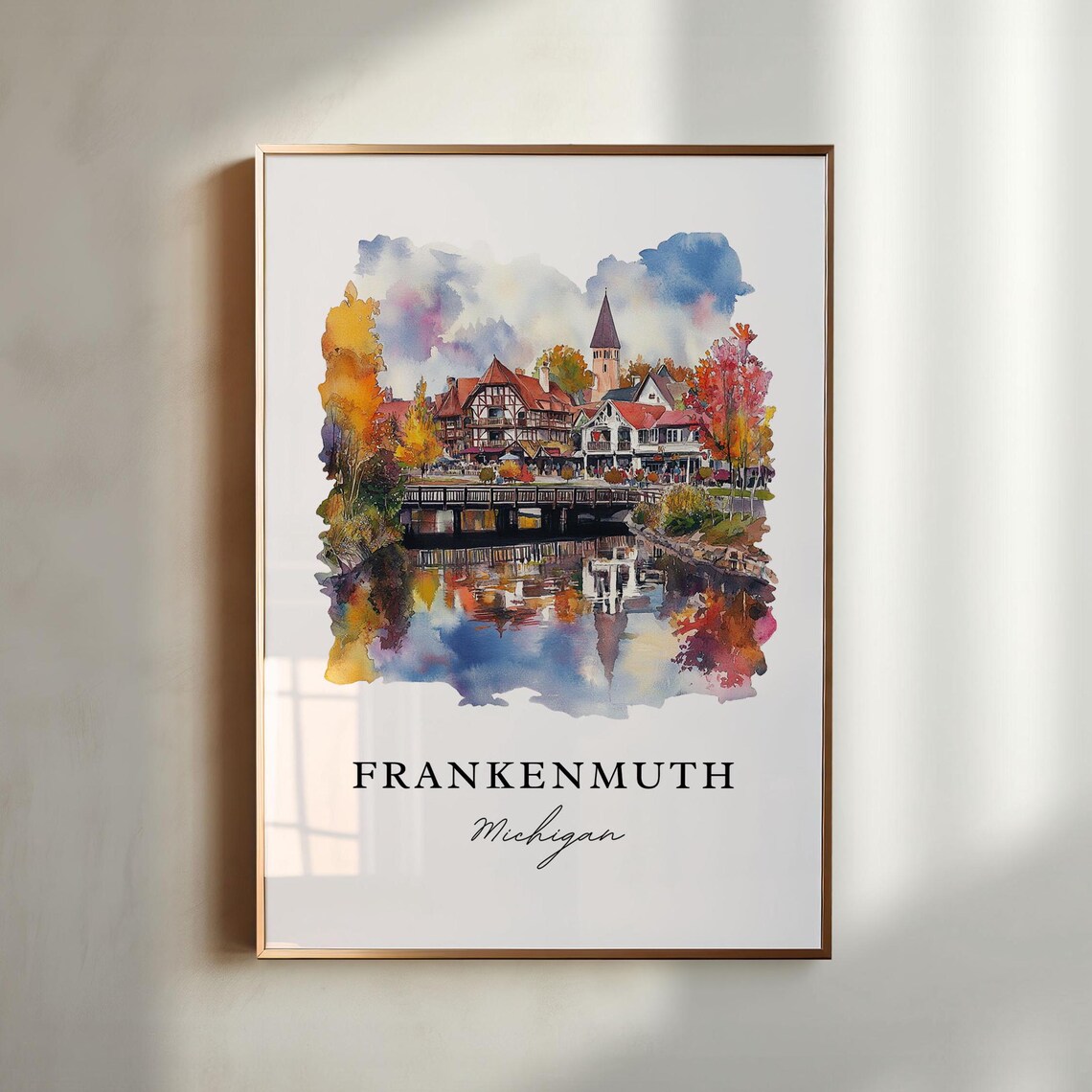 Frankenmuth Watercolor Travel Poster, Saginaw County
