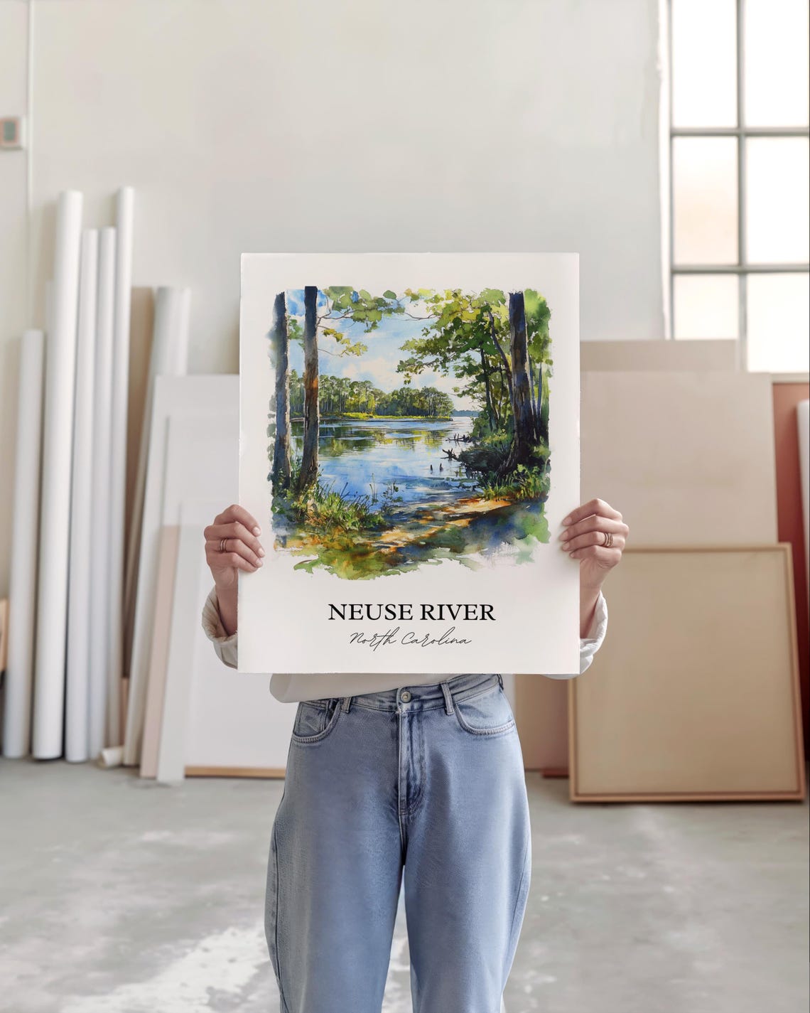 Neuse River North Carolina Cypress River Watercolor Nature Poster - Image 2