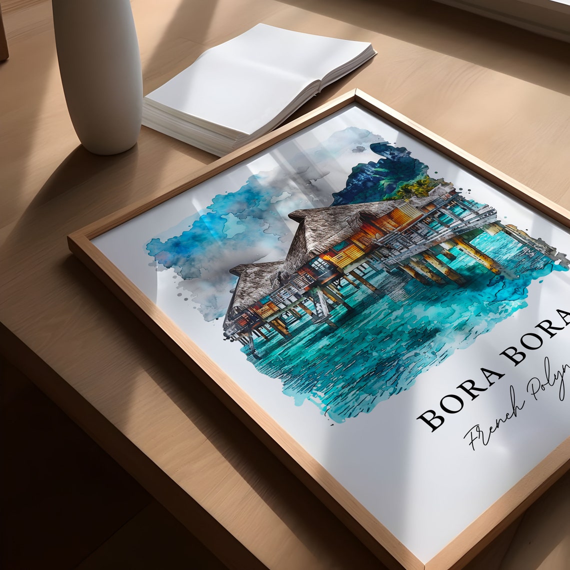 Bora, French Polynesia Watercolor Travel Poster - Image 4