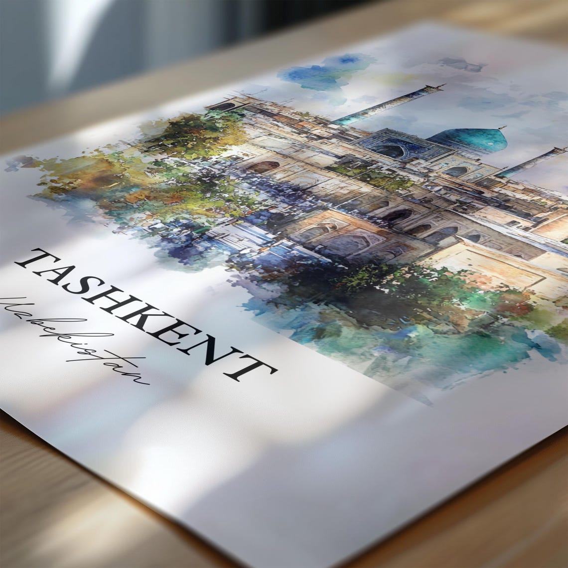 Tashkent Skyline Watercolor Travel Poster, Uzbekistan - Image 6