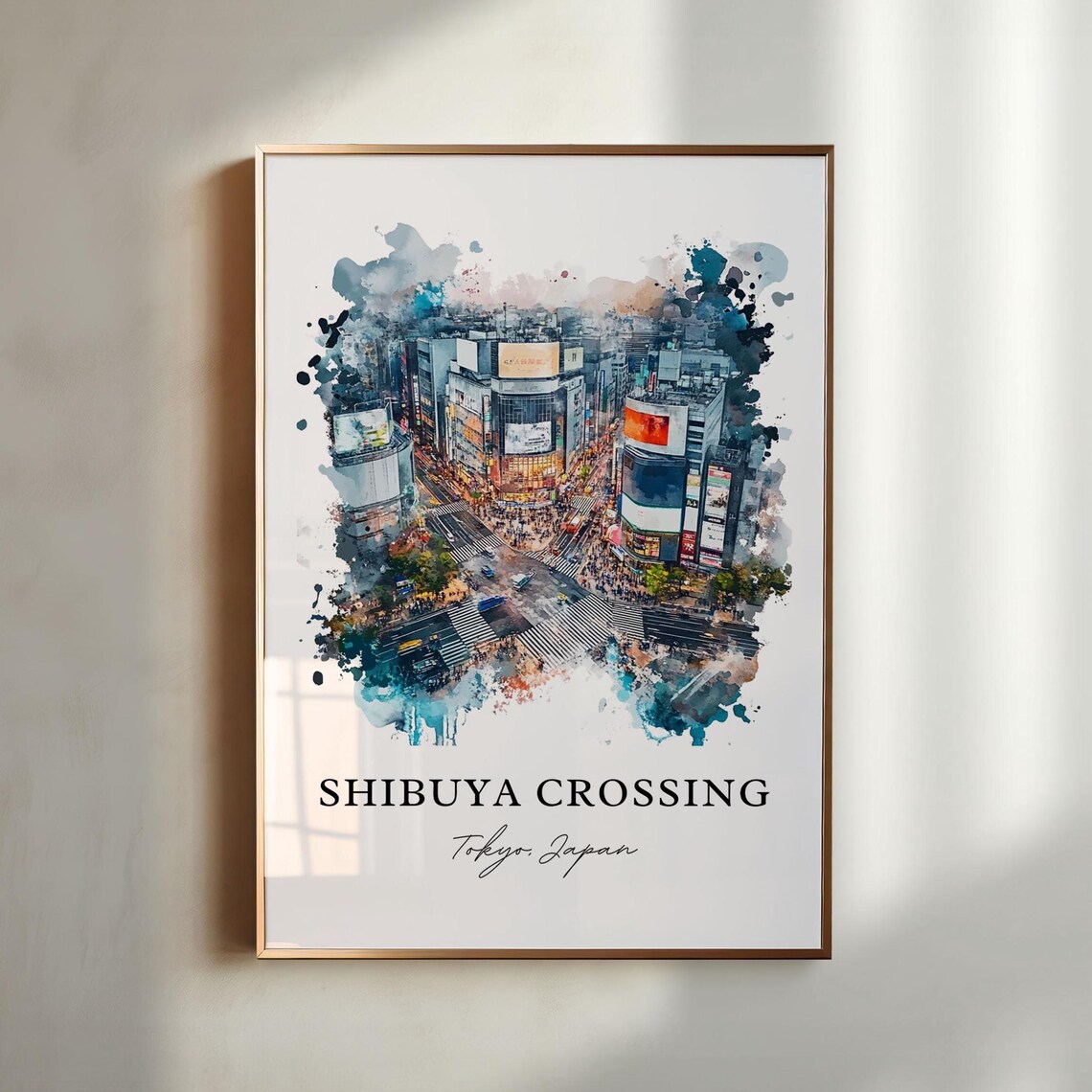 Shibuya Crossing Tokyo Japan Watercolor Cityscape Travel Poster - Image 6