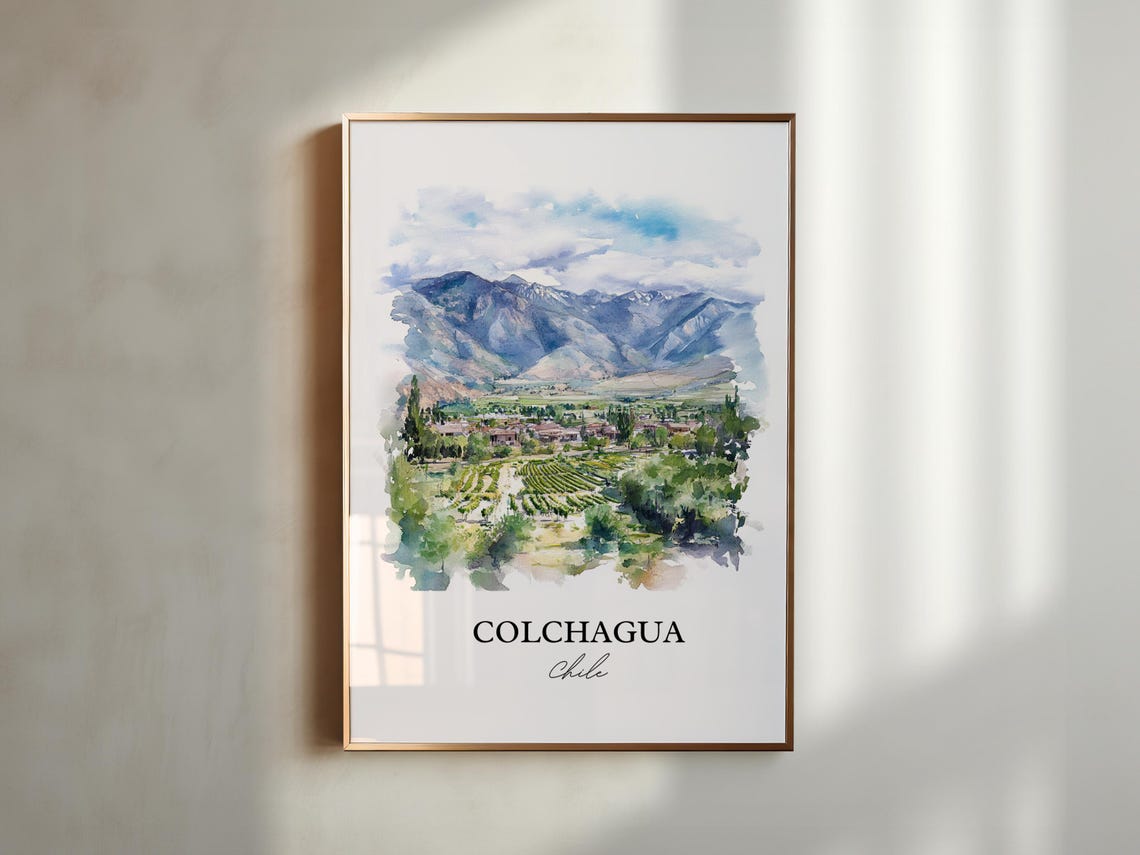 Colchagua Wall Art Print Chile Watercolor Gift Travel Poster Housewarming - Image 5