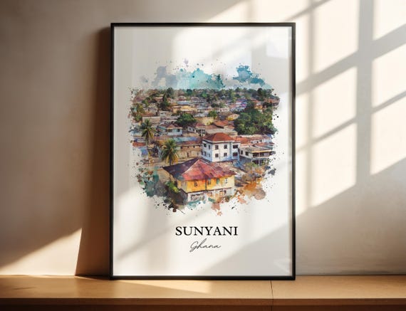 Sunyani Ghana Wall Art Print Watercolor Gift Travel Poster Housewarming