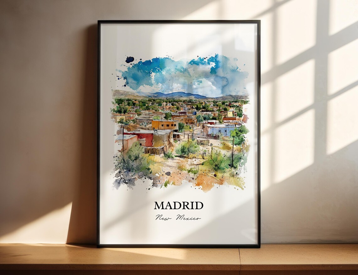 Madrid Nm Watercolor Travel Poster, New Mexico