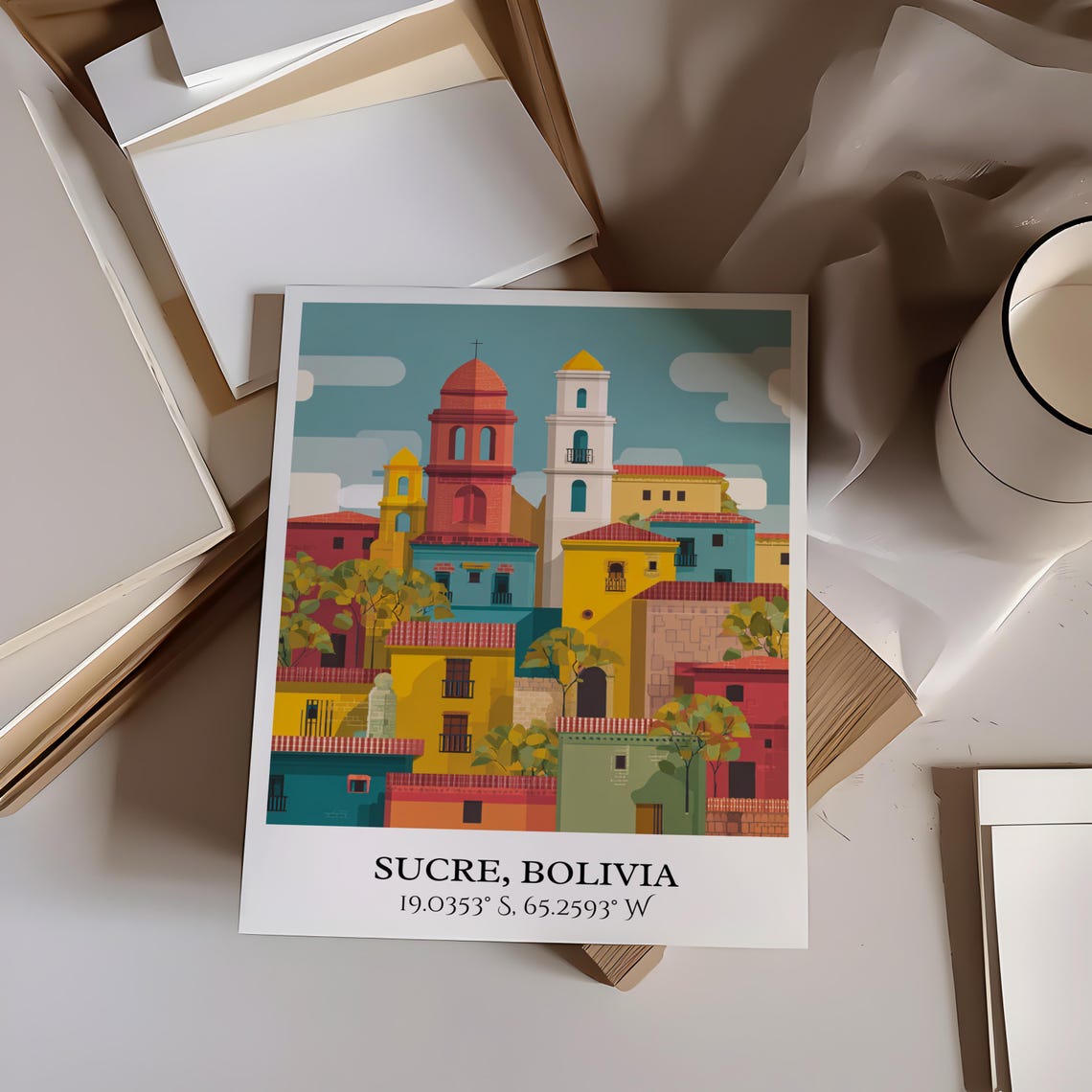 Sucre Bolivia Colonial Churches Colorful Rooftops Travel Poster - Image 3