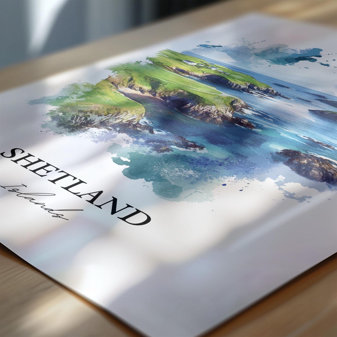 Shetland Islands Scotland Watercolor Cliffs Coastline Poster - Image 6