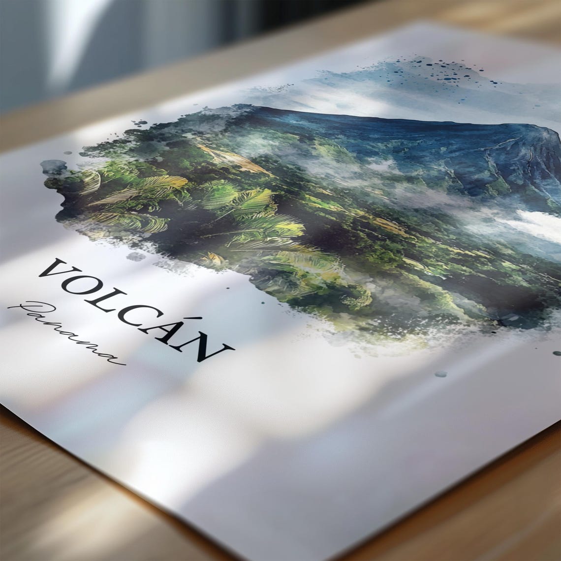 Volcan Panama Watercolor Volcano Jungle Mountain Landscape Poster - Image 6