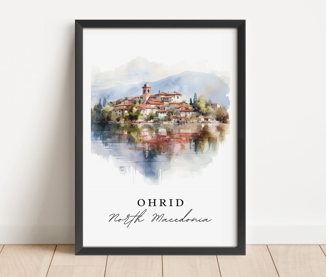 Ohrid North Macedonia Wall Art Poster Wedding Gift Birthday Present Custom Text Personalized