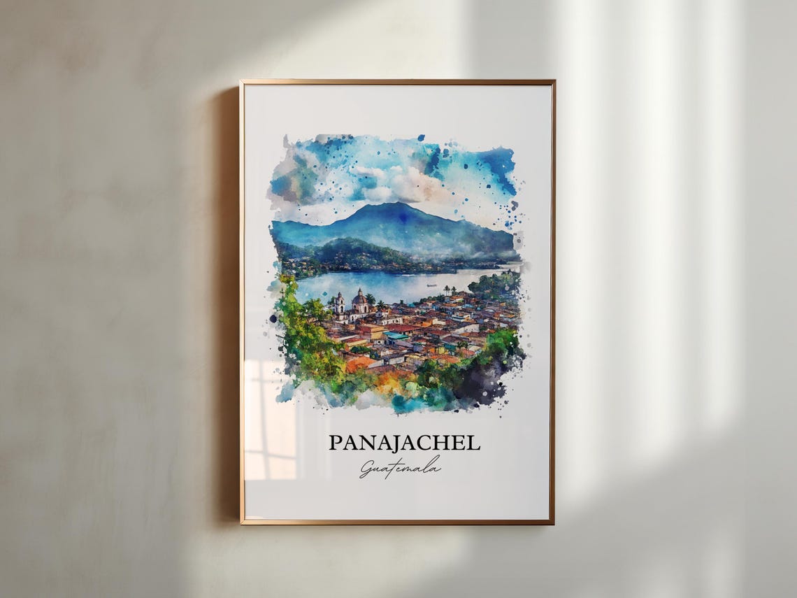 Panajachel Wall Art Guatemala Print Watercolor Gift Travel Poster Housewarming - Image 4