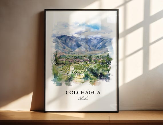 Colchagua Wall Art Print Chile Watercolor Gift Travel Poster Housewarming