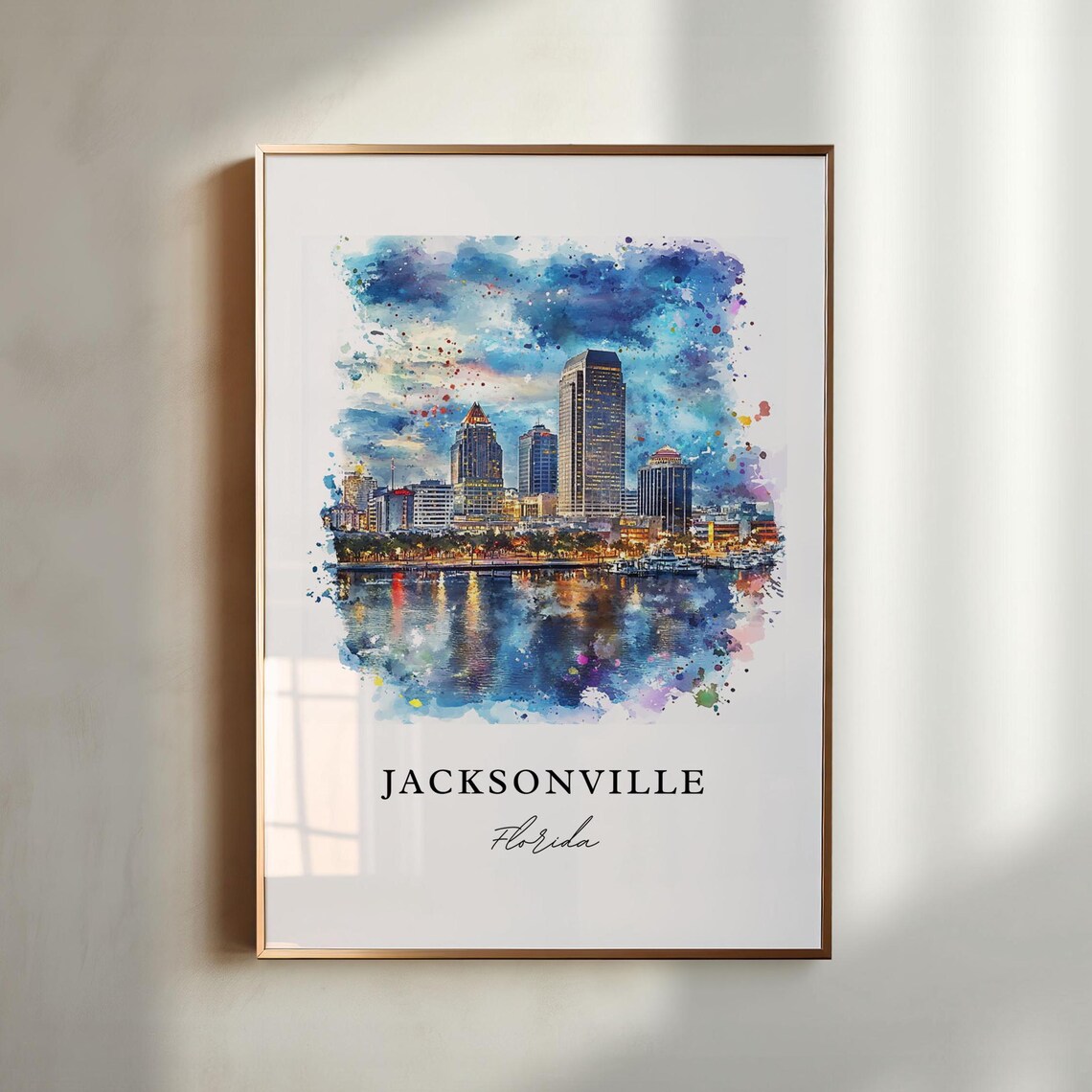 Jacksonville, FL Watercolor Travel Poster