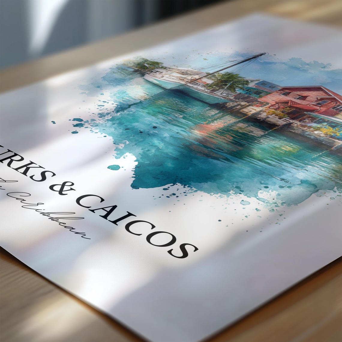 Turks And Caicos Wall Art Print Caribbean Watercolor Gift Travel Poster Housewarming - Image 6