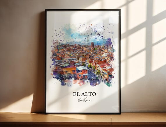 El Alto Bolivia Wall Art La Paz Print Watercolor Gift Travel Poster Housewarming