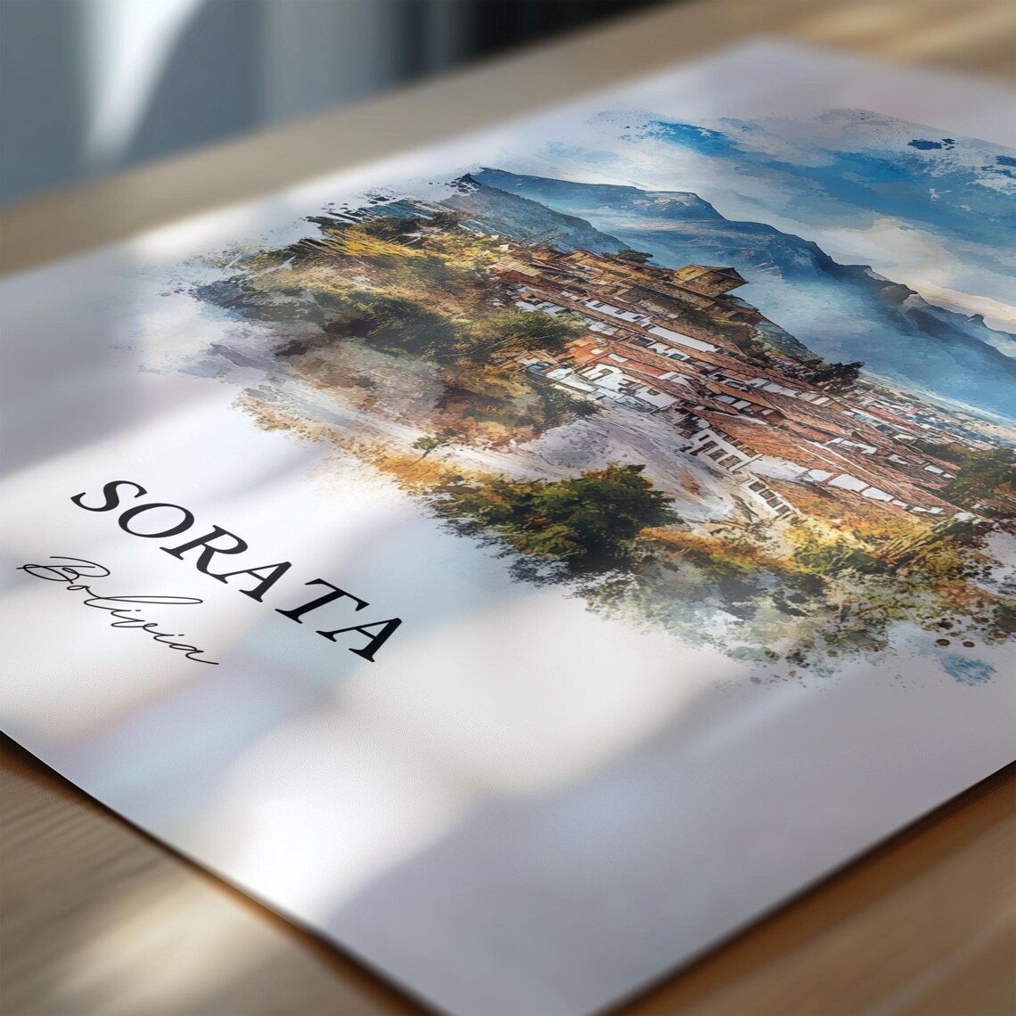 Sorata Bolivia Watercolor Mountain Village Andean Travel Poster - Image 6