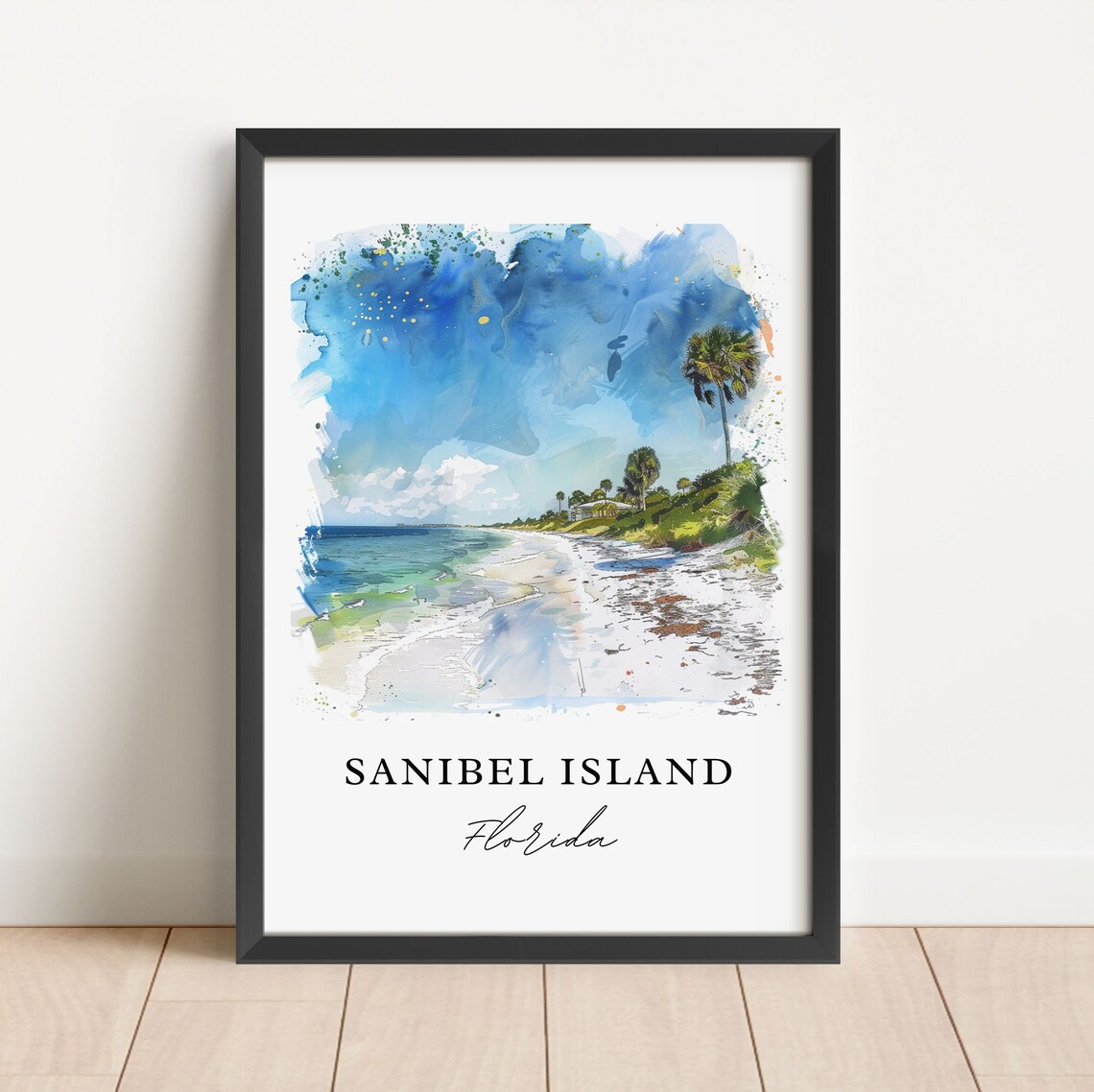 Sanibel Island Watercolor Travel Poster