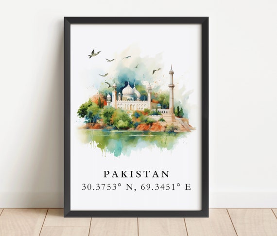 Pakistan Wall Art Country Poster Wedding Gift Birthday Present Custom Text Personalized