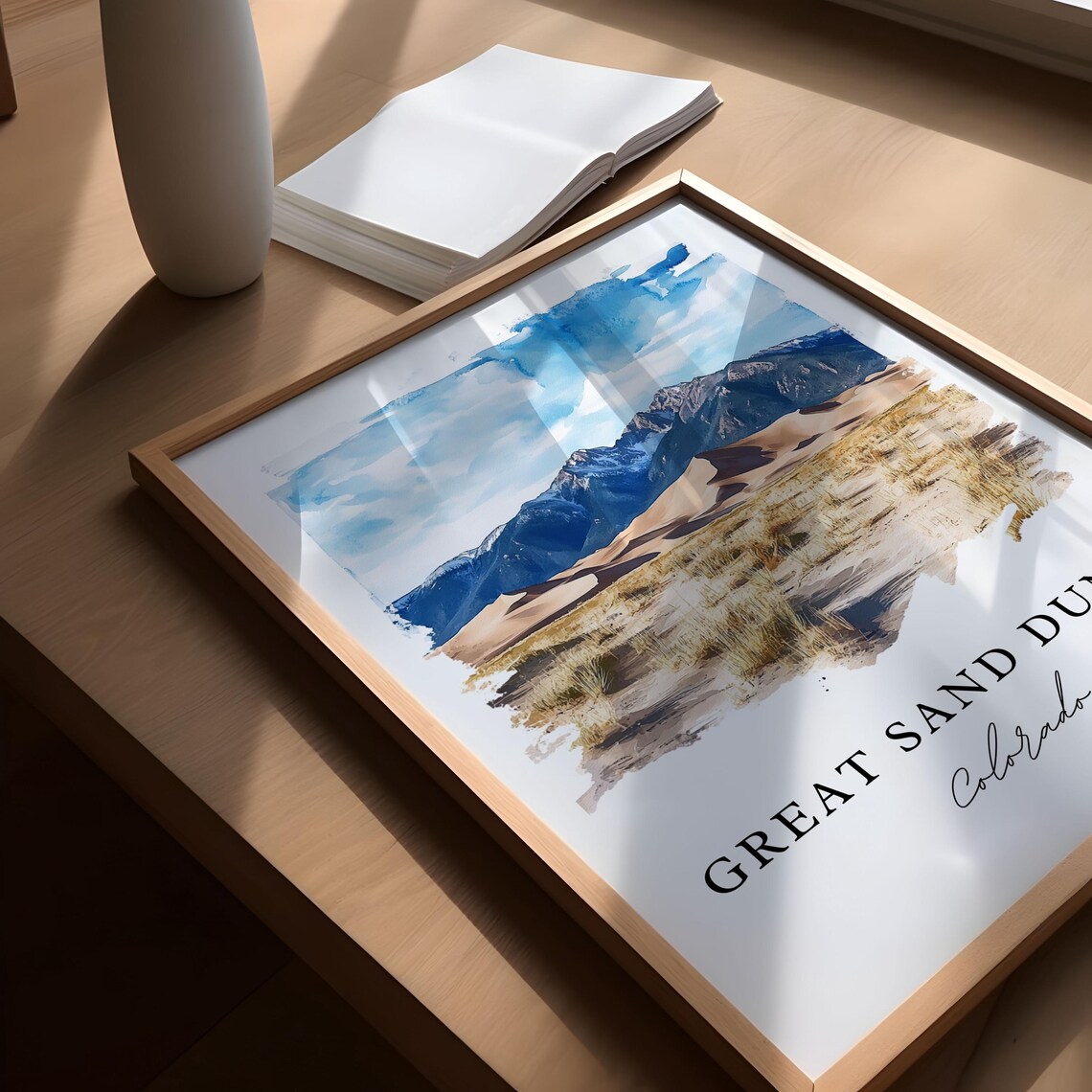 Great Sand Dunes Colorado National Park Watercolor Travel Poster - Image 4