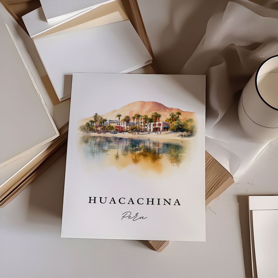 Huacachina Peru Wall Art Poster Print Wedding Gift Birthday Present Custom Text Perfect - Image 6