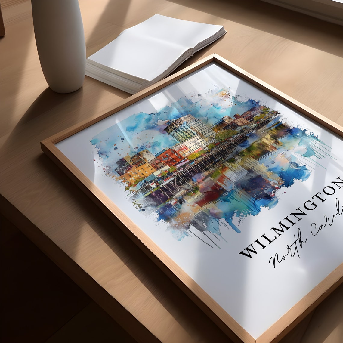 Wilmington North Carolina Historic Riverfront Skyline Art Poster - Image 5