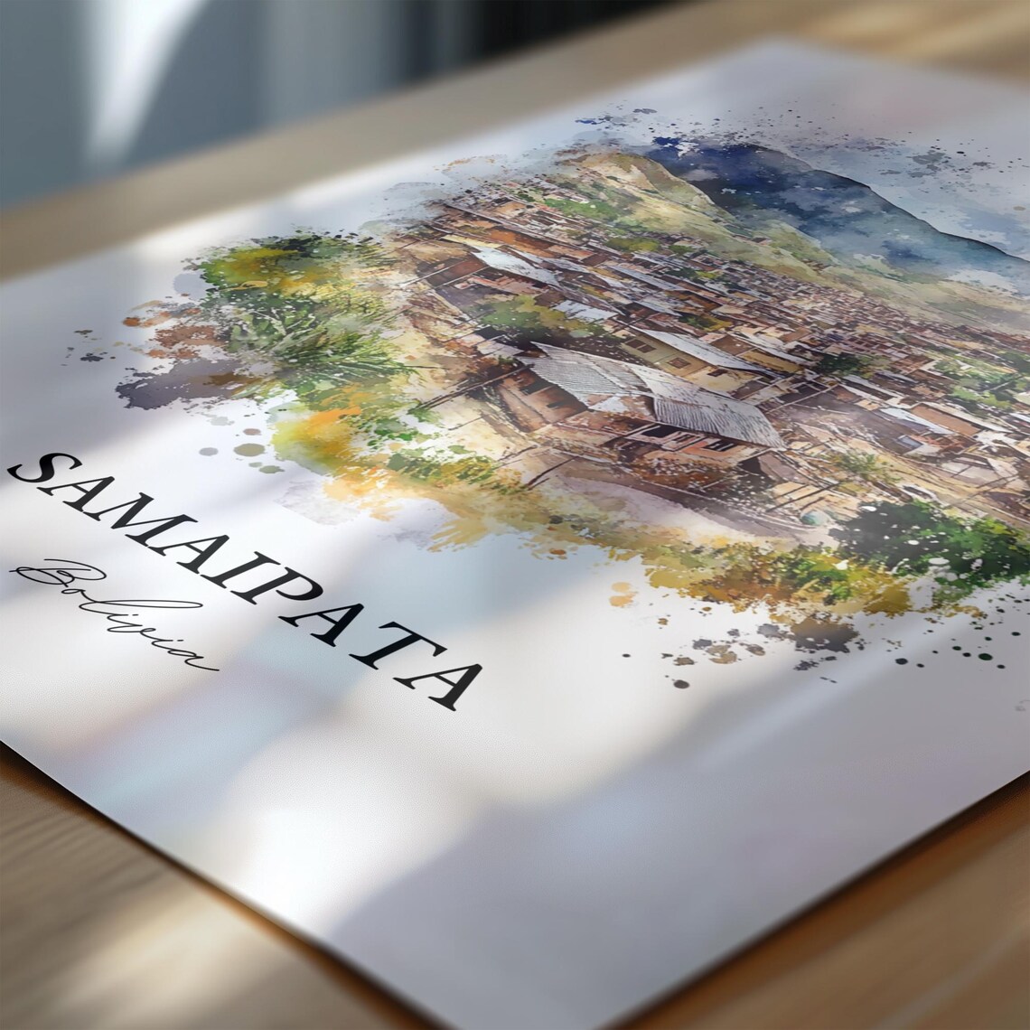 Samaipata Bolivia Watercolor Andean Hillside Village Travel Poster - Image 6