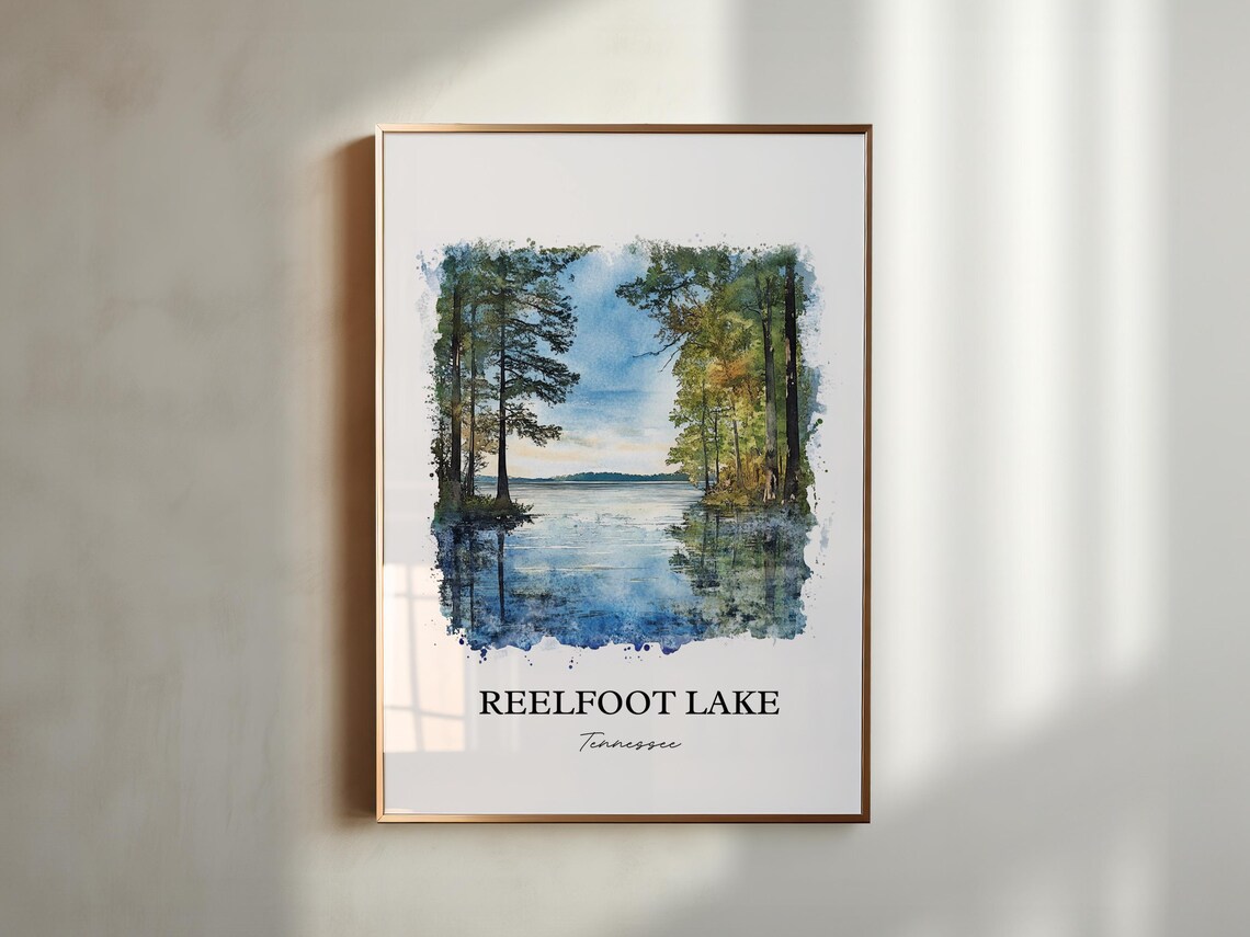 Reelfoot Lake Tennessee Cypress Trees Calm Water Watercolor Poster - Image 5