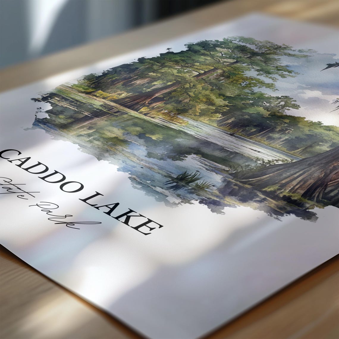 Caddo Lake Texas State Park Cypress Swamp Watercolor Art Poster - Image 6