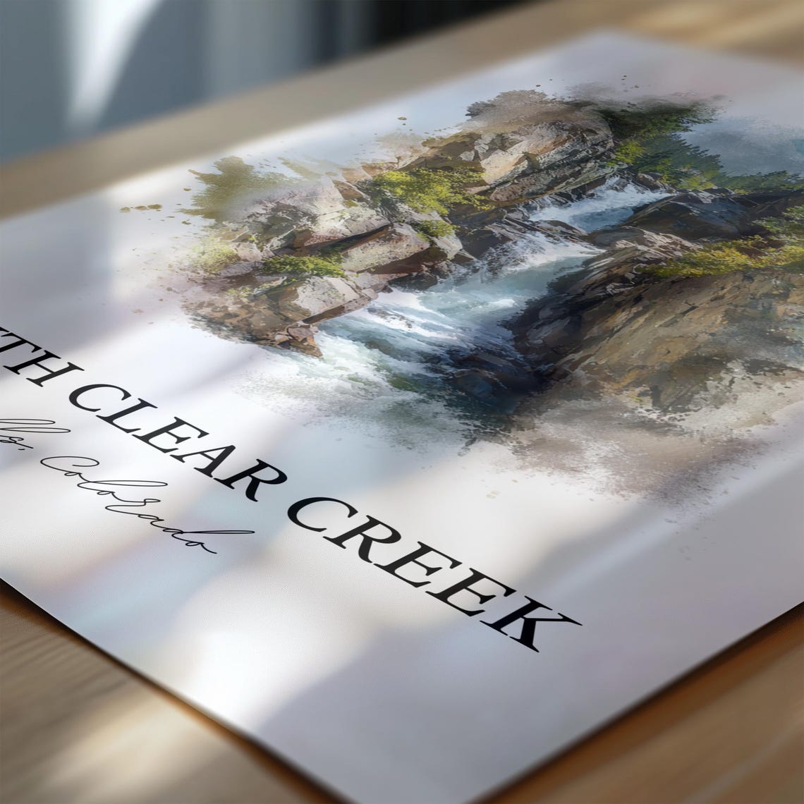 South Clear Creek Falls Colorado Tiered Gorge Watercolor Poster - Image 6