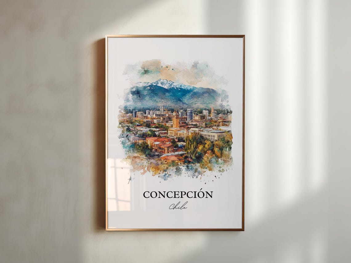 Concepcin Chile Wall Art Travel Print Watercolor Gift Poster Housewarming - Image 5