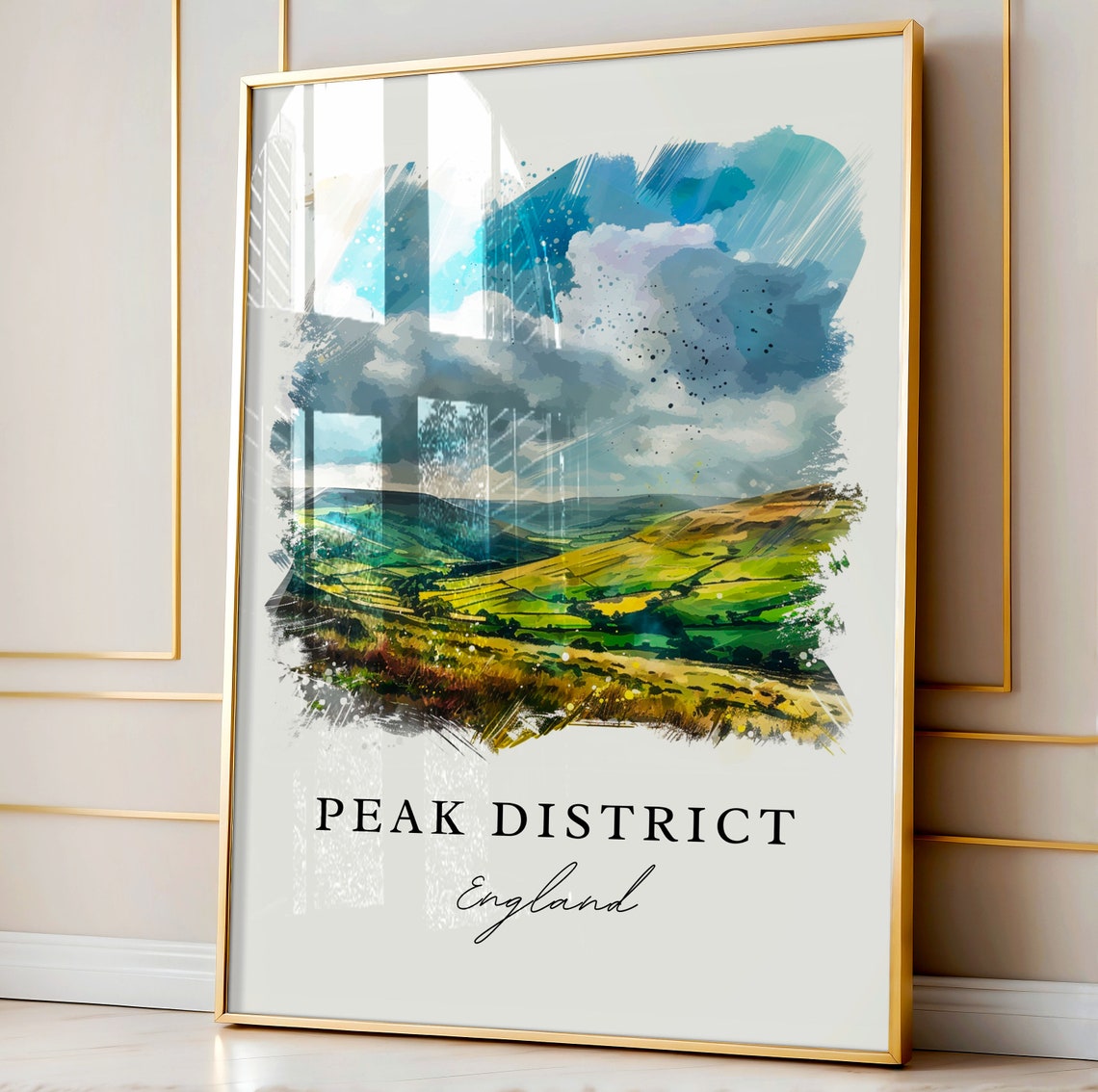 Peak District England Rolling Hills Watercolor Landscape Poster - Image 4