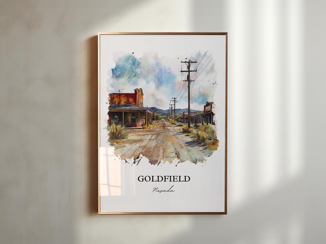 Goldfield Nevada Historic Mining Town Street Watercolor Poster - Image 3