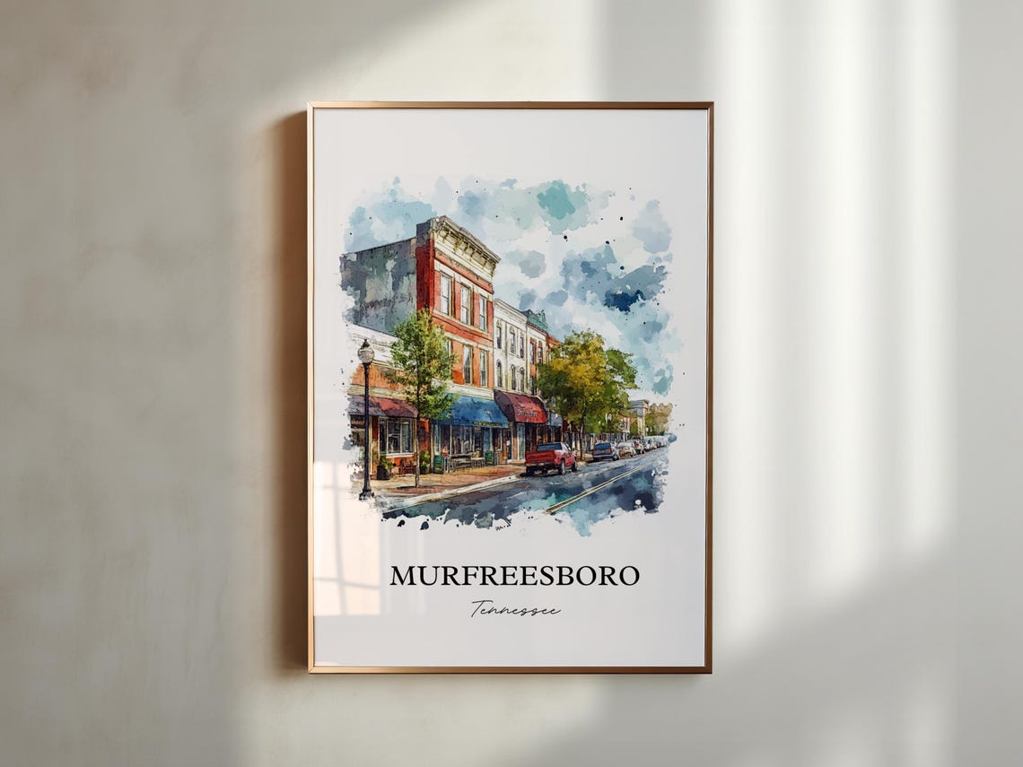 Murfreesboro Tennessee Watercolor Historic Main Street Poster - Image 5