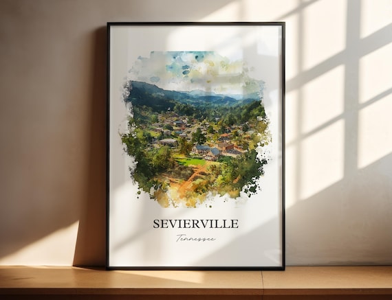 Sevierville Tennessee Scenic Mountain Town Watercolor View Poster