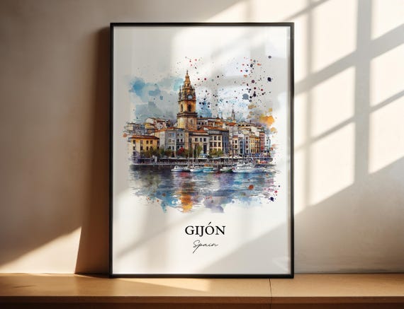 Gijon Travel Poster, Spain Travel Wall Art