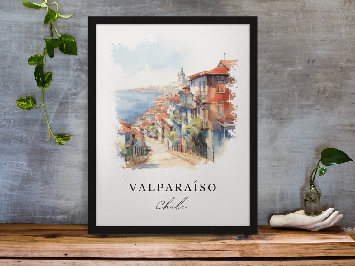 Valparaso Wall Art Chile Poster Wedding Gift Birthday Present Custom Text Personalised - Image 3