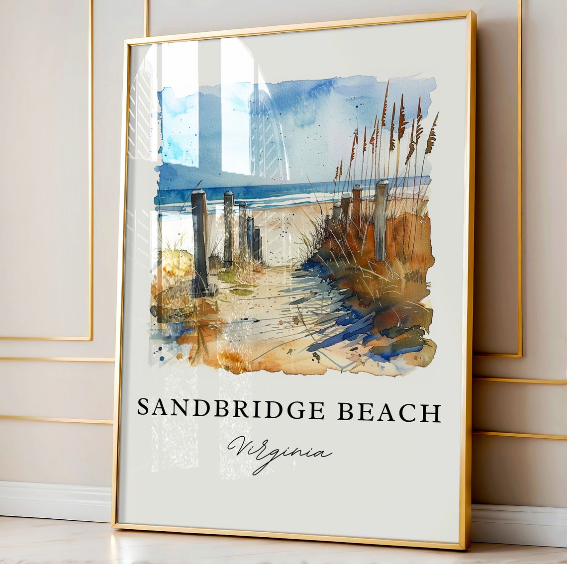 Sandbridge Beach Virginia Watercolor Dune Path to Ocean Poster - Image 3