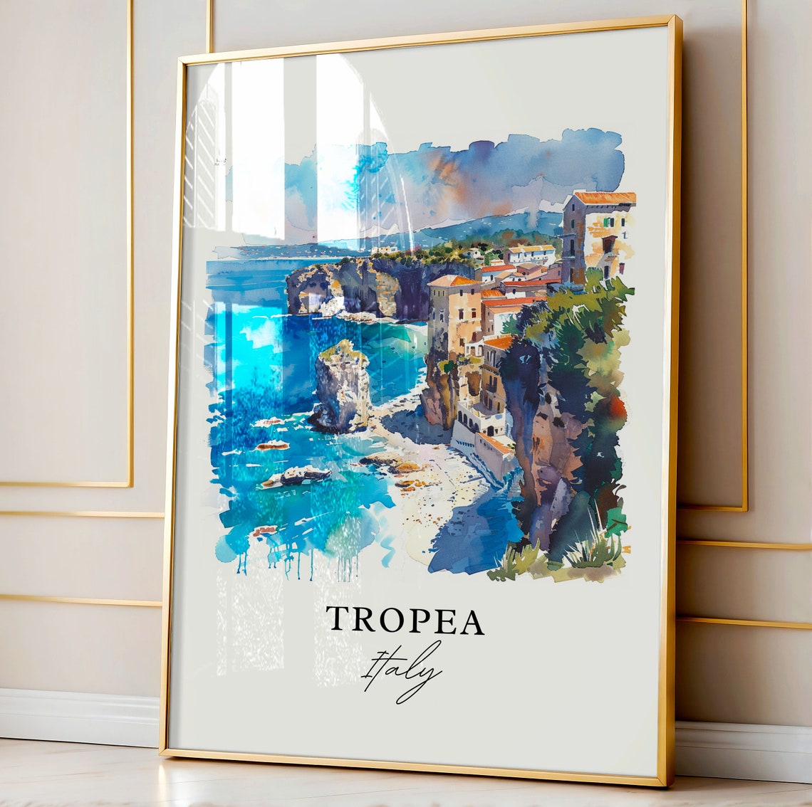 Tropea Italy Watercolor Travel Poster, Calabria - Image 4