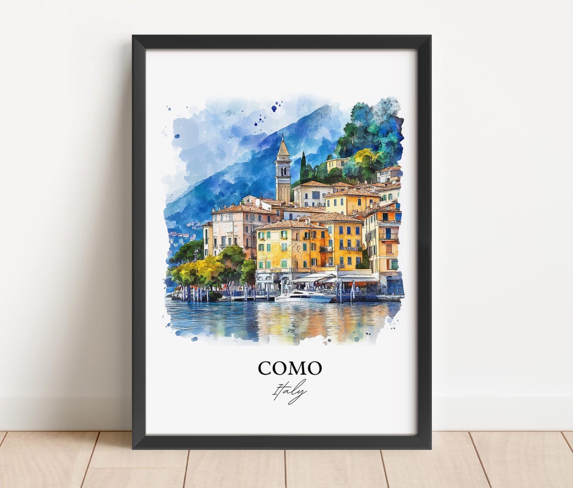 Como Italy Watercolor Lake Travel Poster - Image 3