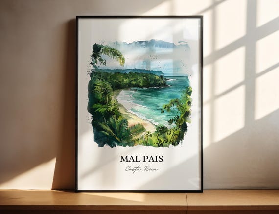 Mal Pais Wall Art Puntarenas Print Costa Rica Watercolor Gift Travel Poster Housewarming