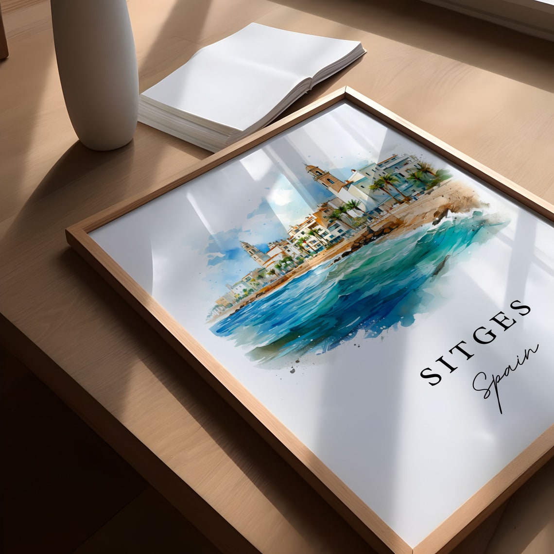 Sitges Spain Travel Poster, Custom Text Art Print - Image 5
