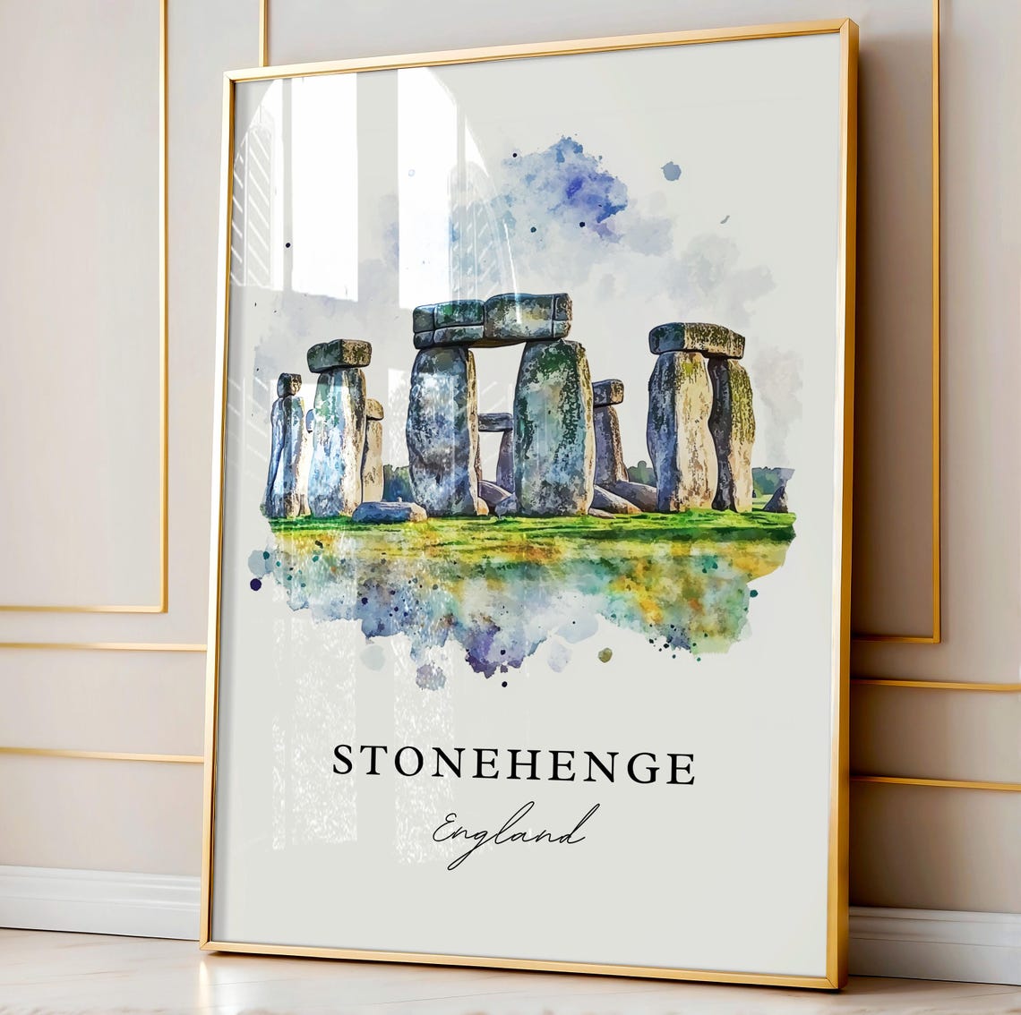 Stonehenge Travel Poster, Wiltshire Watercolor - Image 4