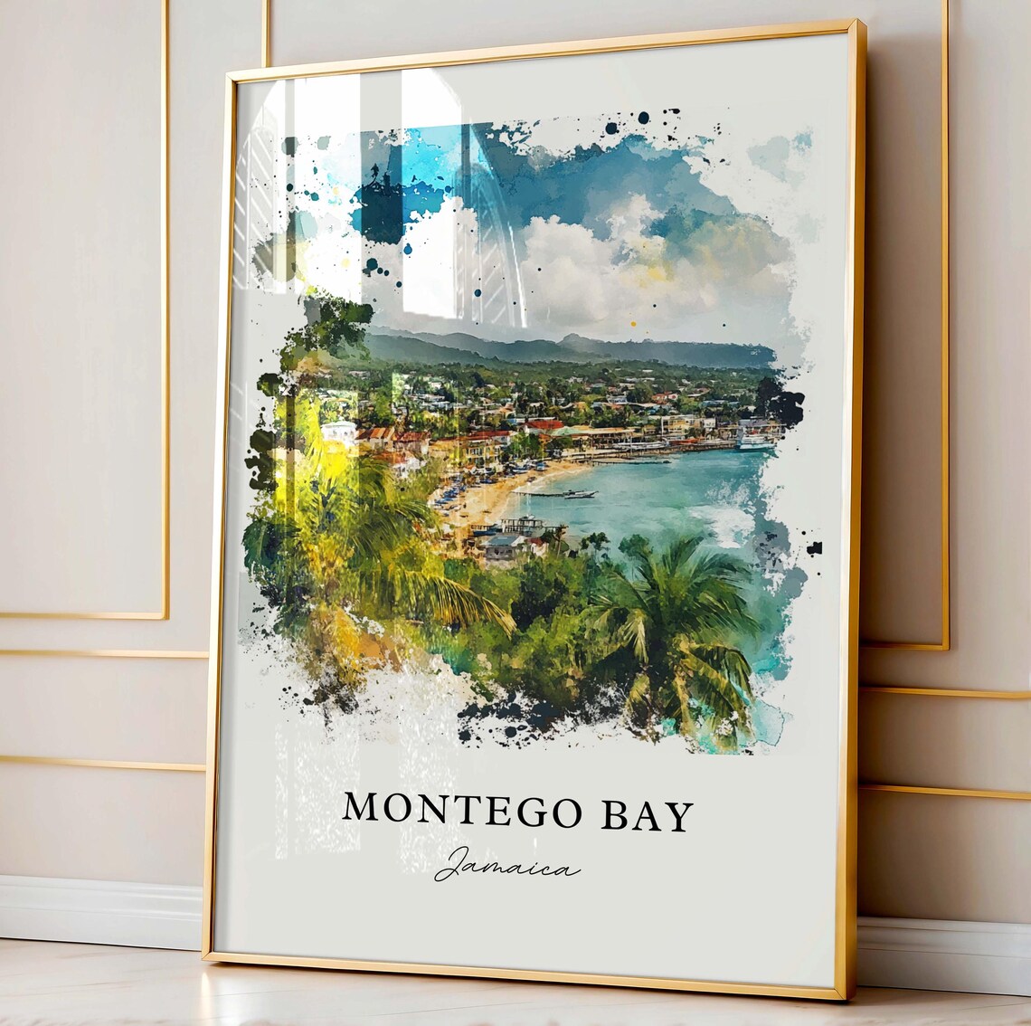 Montego Bay Jamaica Watercolor Travel Poster Print - Image 3