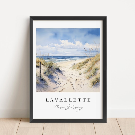 Lavallette New Jersey Watercolor Beach Dunes Ocean Art Poster