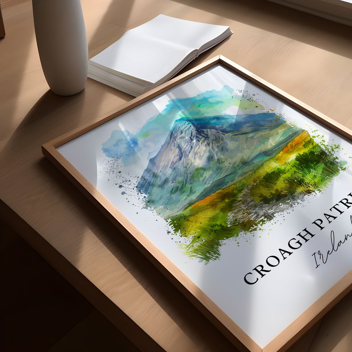 Croagh Patrick Ireland Mountain Peak Hiking Watercolor Poster - Image 5