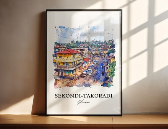 Sekonditakoradi Wall Art Ghana Print Watercolor Gift Travel Poster Housewarming