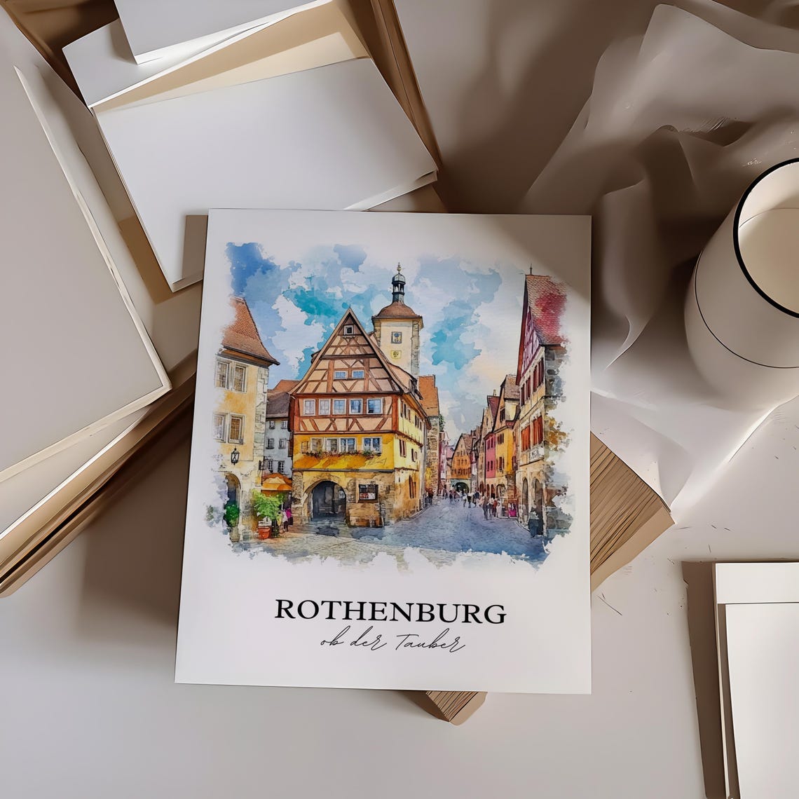 Rothenburg Ob Der Tauber Watercolor Travel Poster - Image 3