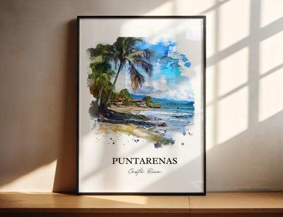 Puntarenas Wall Art Gulf Of Nicoya Print Costa Rica Watercolor Gift Travel Poster Housewarming