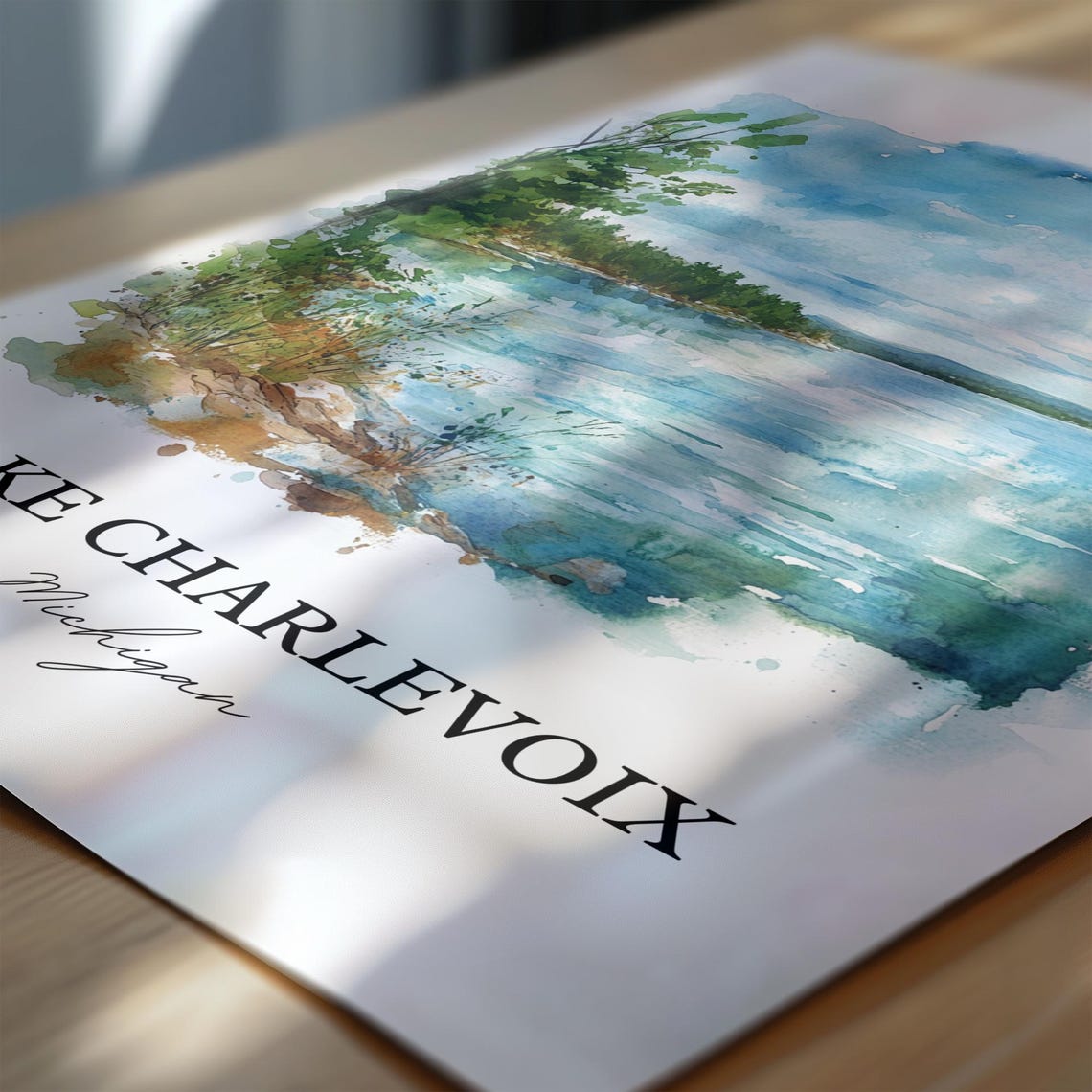 Lake Charlevoix Michigan Tranquil Lakeshore Watercolor Poster - Image 6