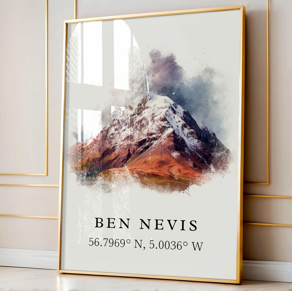 Ben Nevis Scotland Highlands Snowy Peak Watercolor Travel Poster - Image 4