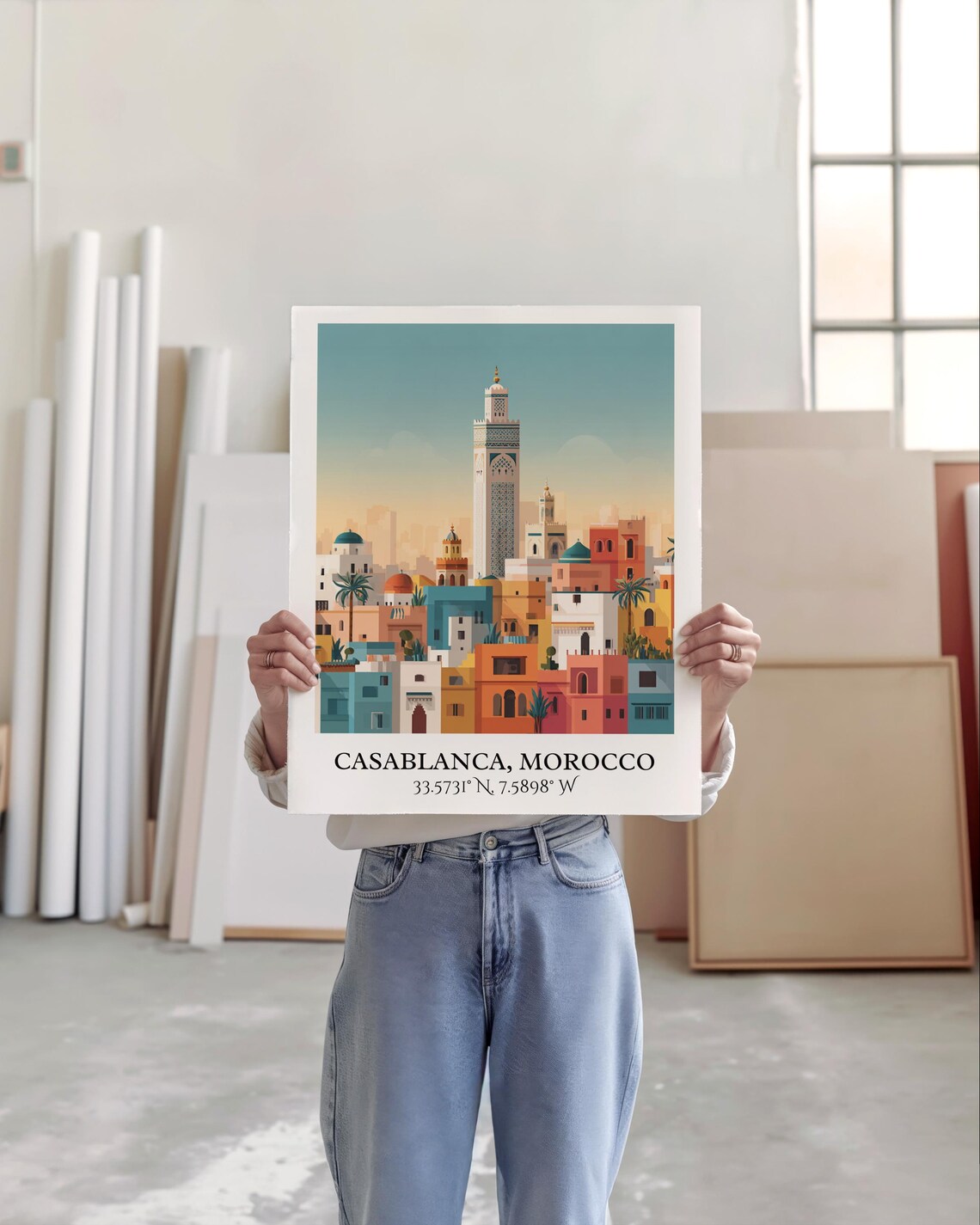 Casablanca Morocco Mosque Tower Medina Cityscape Travel Poster - Image 5