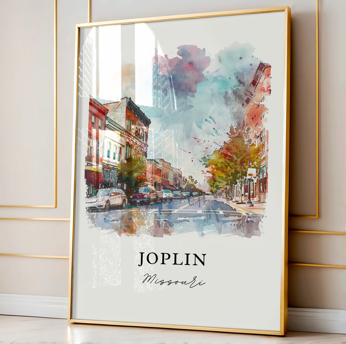 Joplin Missouri Historic Downtown Main Street Watercolor Poster - Image 4